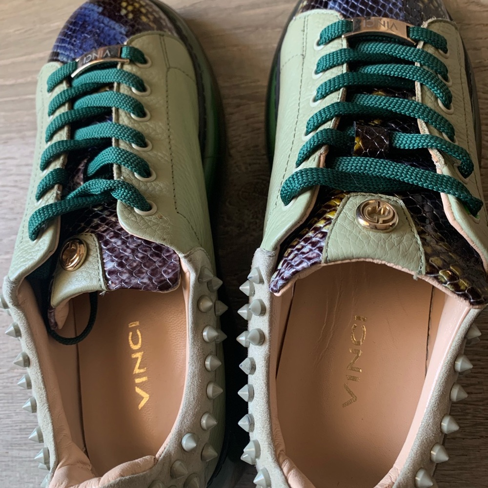 Venezia Vinci Green Leather Women Sneaker